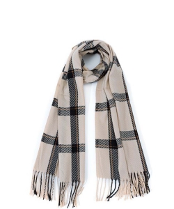 Plaid Fringed Ends Winter Scarf SF320110 IVORY